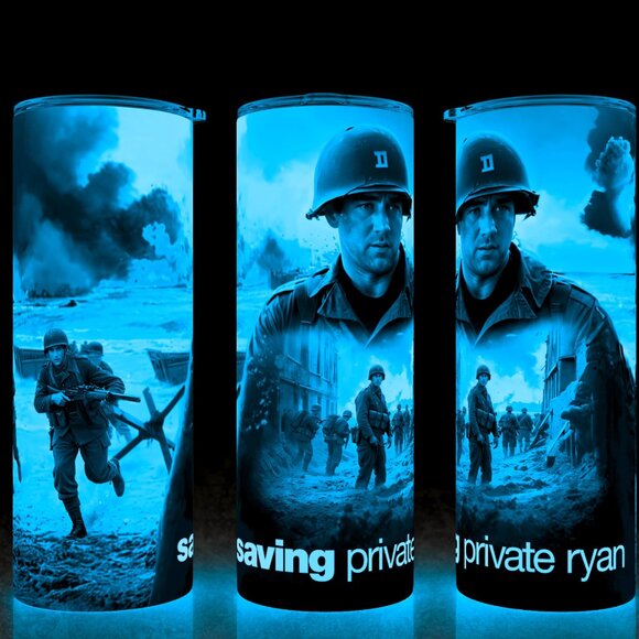 Glow in Dark Saving Private Ryan  WW2 Tom Hanks Painting Cup Mug Tumbler - Picture 1 of 4